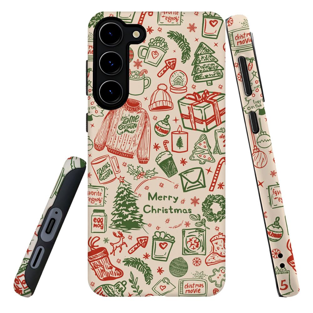 DJSOK Compatible with Samsung Galaxy S23 Plus,Frosted PC Anti-Scratch Shockproof Case - Christmas Colorful Hat Tree