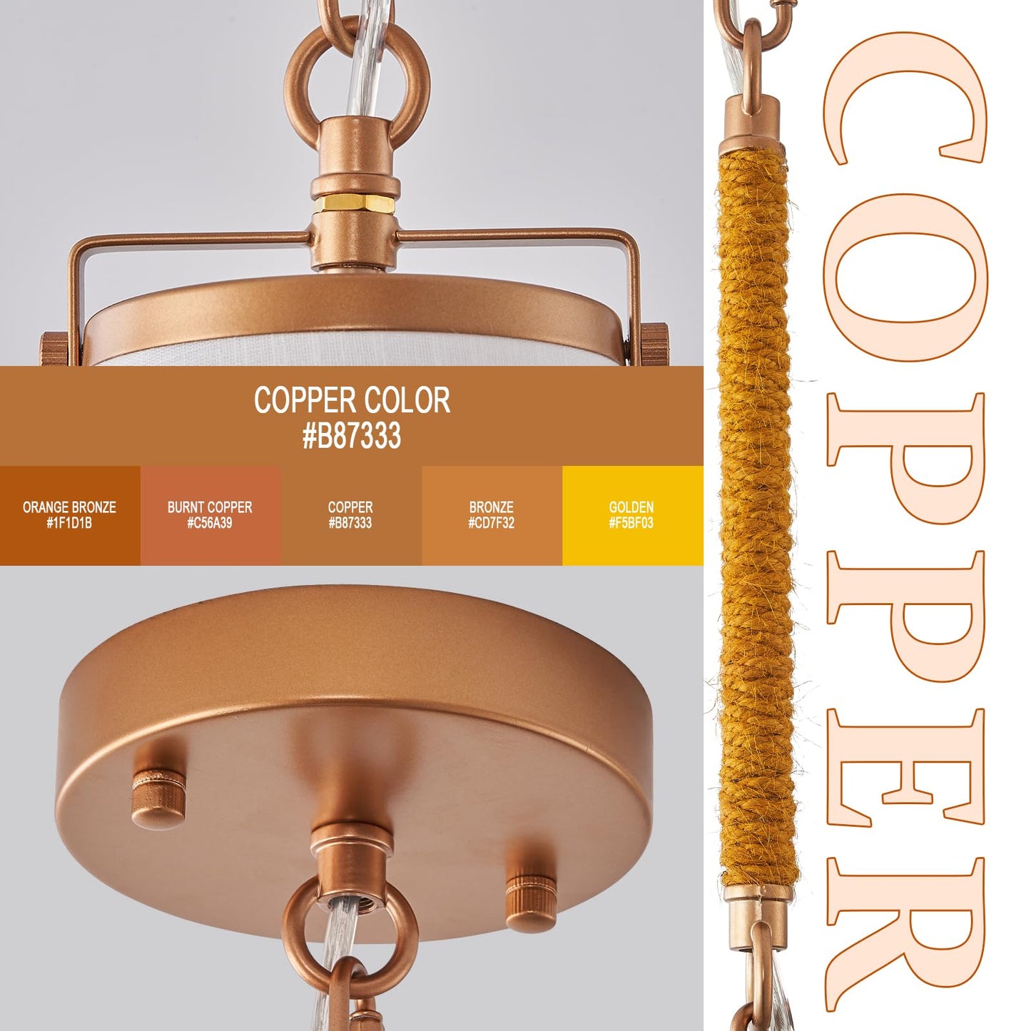 Fookchak Vintage Brass Pendant Light Kitchen Island 10Inch Linen Pendant Lights With Brass Hemp Rope Rod Modern Farmhouse Pendant Hanging Lighting For Kitchen Sink Dining Room Entryway Hallway