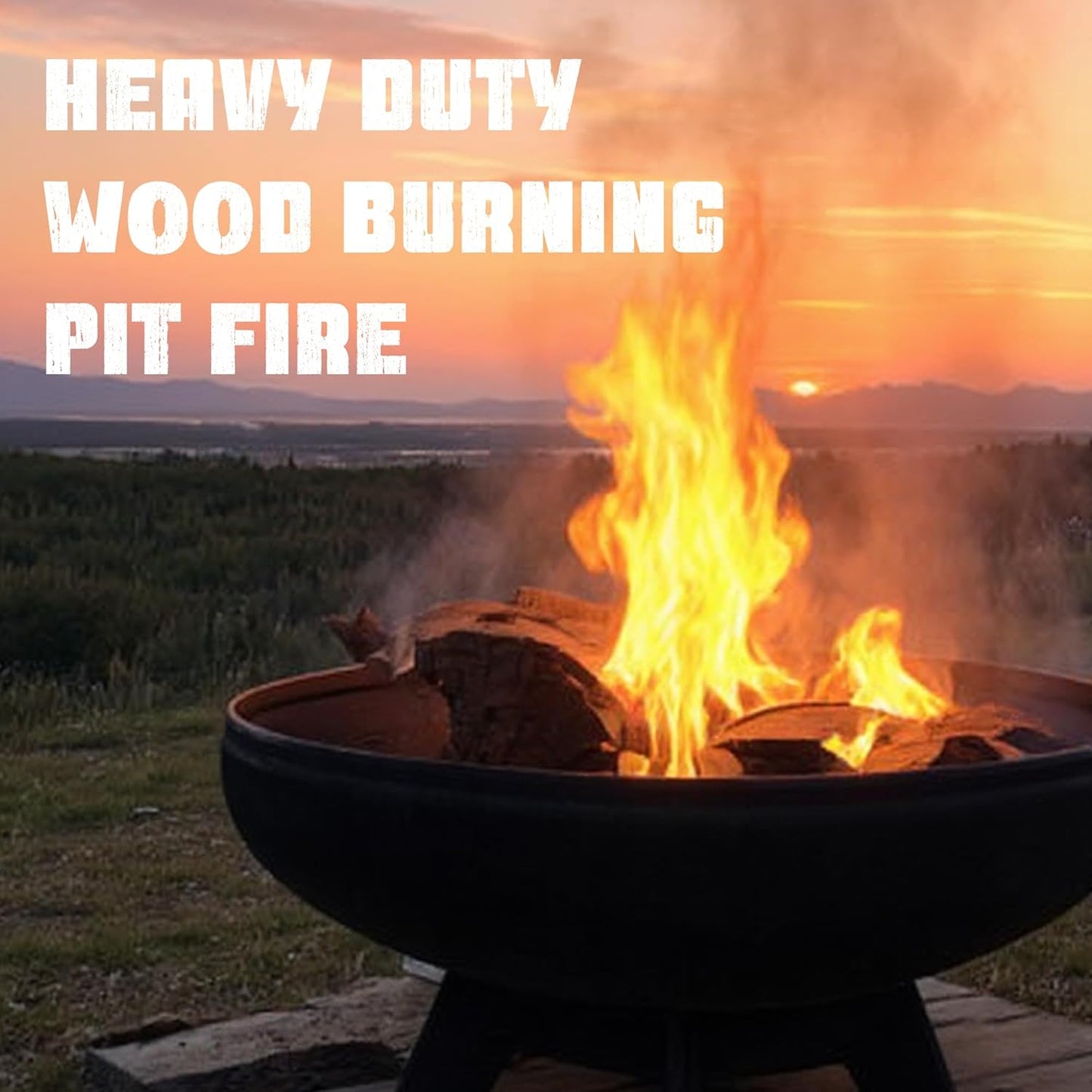 Liberty Fire Pit – Ohio Flame Wood Burning Outdoor Fire Pit - 48" Diameter with Hollow Base (Made in USA)