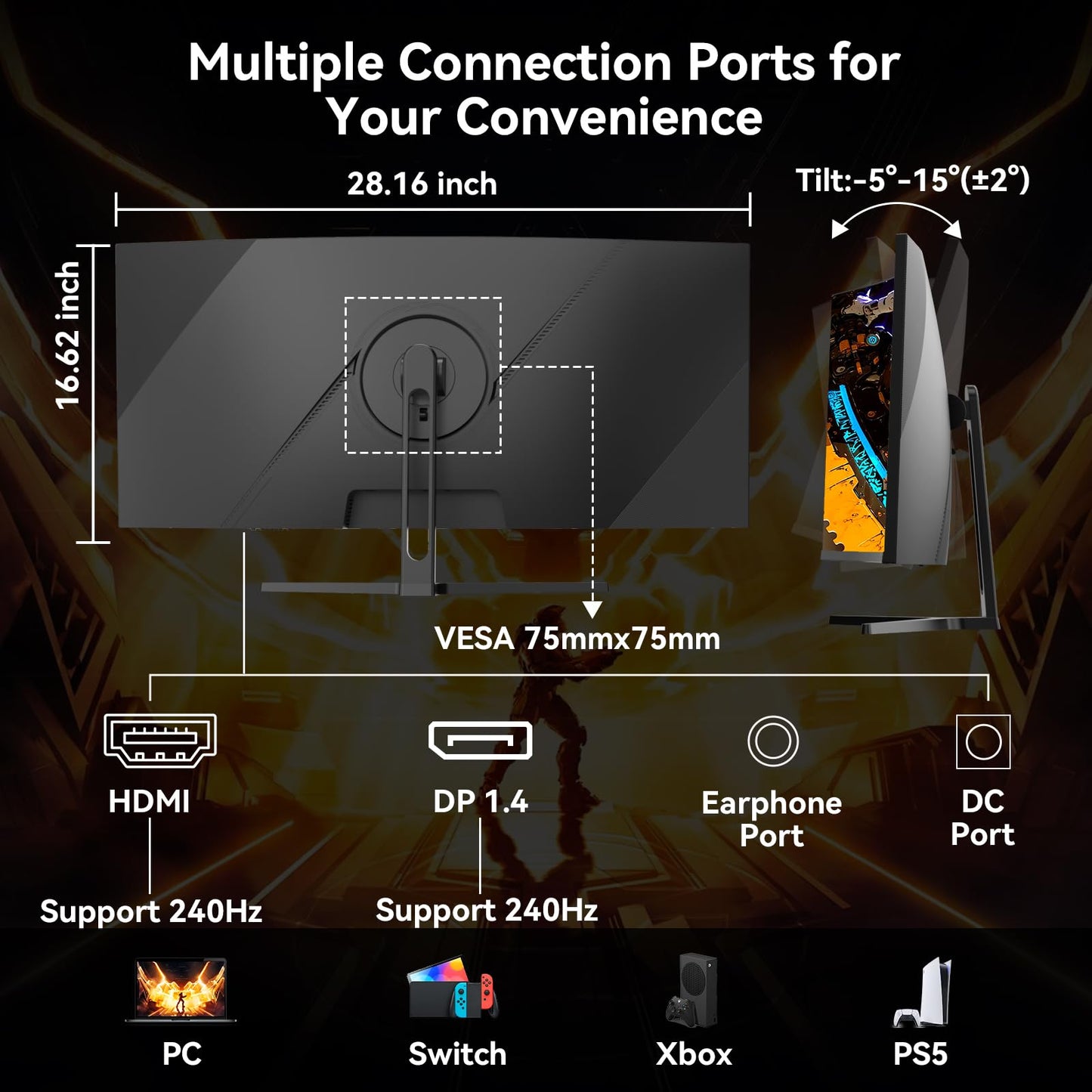 SANSUI 32 Inch Curved 240Hz Gaming Monitor High Refresh Rate, FHD 1080P Gaming PC Monitor HDMI DP1.4, Curved 1500R, 1Ms MPRT, HDR,Metal Stand,VESA Compatible (ES-G32C3F DP Cable Incl.)