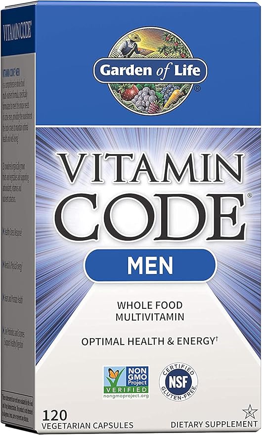 Garden of Life Vitamin Code Whole Food Multivitamin for Men, Fruit & Veggie Blend and Probiotics for Energy, Heart, Prostate Health, 120 Count & althy Blood 60ct Capsules