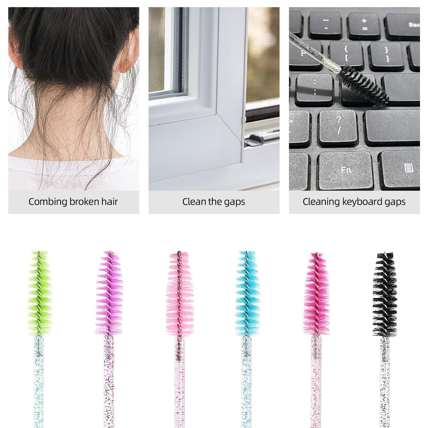Tbestmax 1200 Disposable Eyelash Brush Crystal Eyebrow Spoolies Mascara Wands Makeup Brushes Applicators Kits for Eyelash Extens