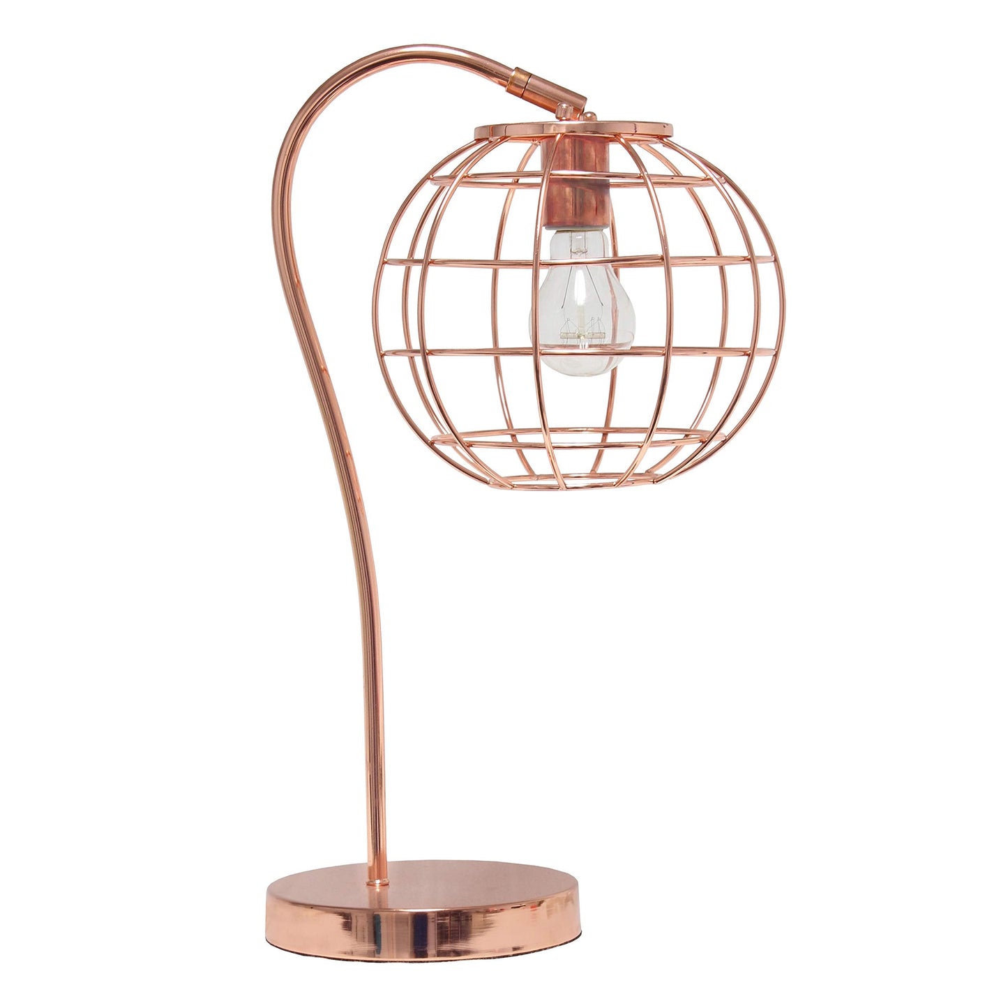 Elegant Designs LT2068-RGD Metal Table Desk Lamp, Rose Gold, Caged Design