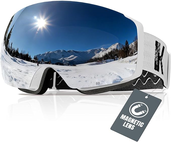 Innerking Interchangeable Ski Goggles, Magnetic Lens Snow Goggles, OTG Anti Fog Snowboard Goggles for Women Men Adult Youth