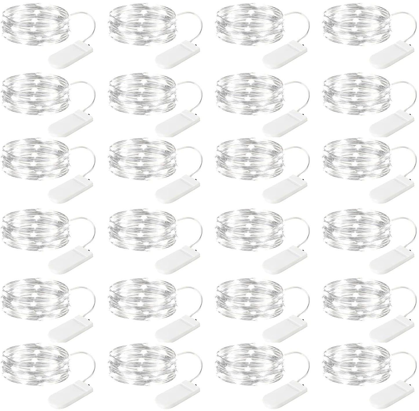 Brightown LED Fairy Lights 24 Pack 7 ft 20 LED Waterproof String Lights Silver Wire White