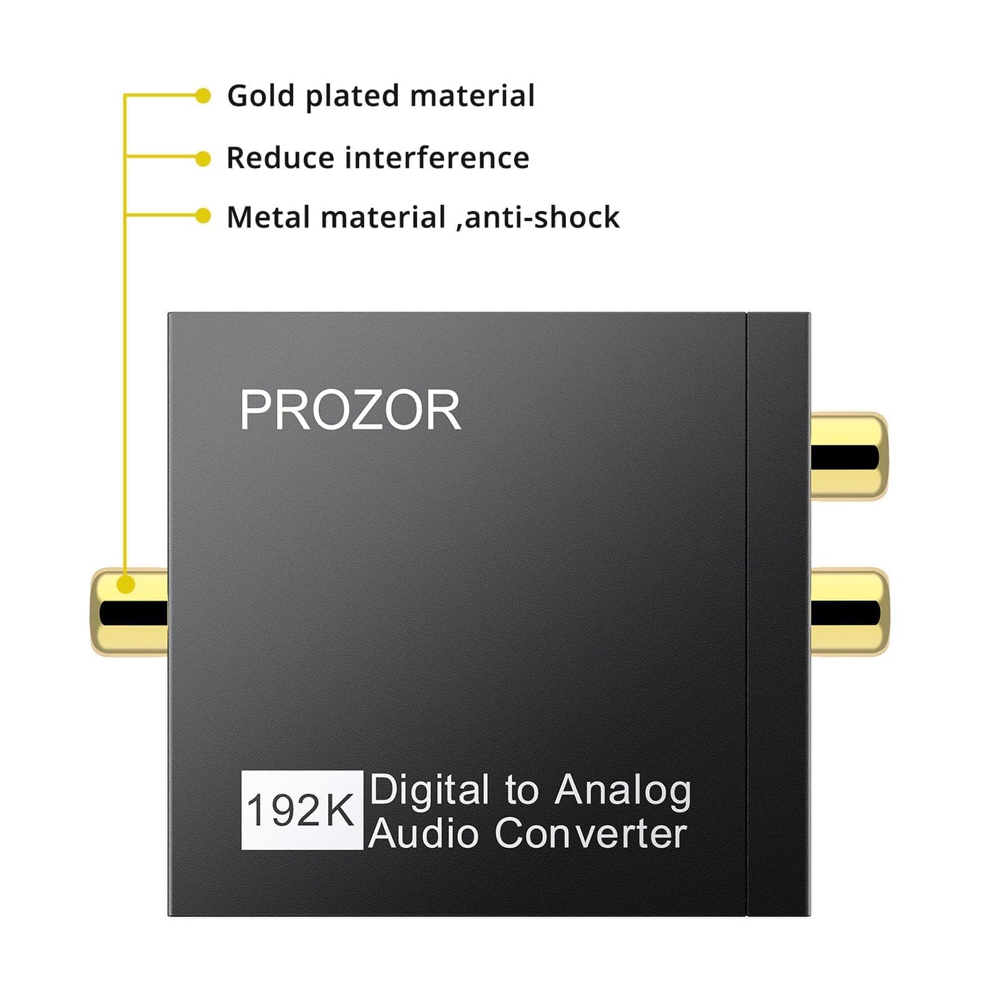 PROZOR 192KHz Digital to Analog Audio Converter DAC Digital SPDIF Optical to Analog L/R RCA Converter, Toslink Optical to 3.5mm Jack Adapter for PS3 HD DVD PS4 Amp Apple TV Home Cinema