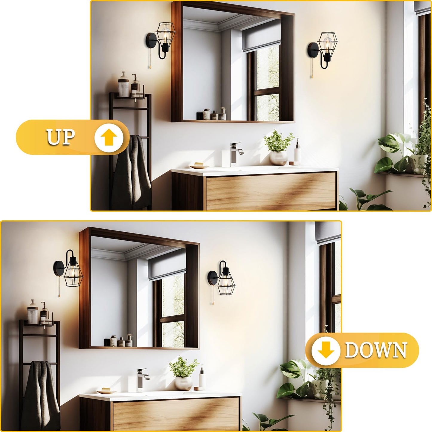 Dtiedy Wire Cage Wall Sconce With Pull Chain 2Pack  Hardwire Wall Lights With On Off Switch  Metal Wall Mount Light Fixture Indoor E26 Vintage Black Wall Lighting For Living Room  Bedroom