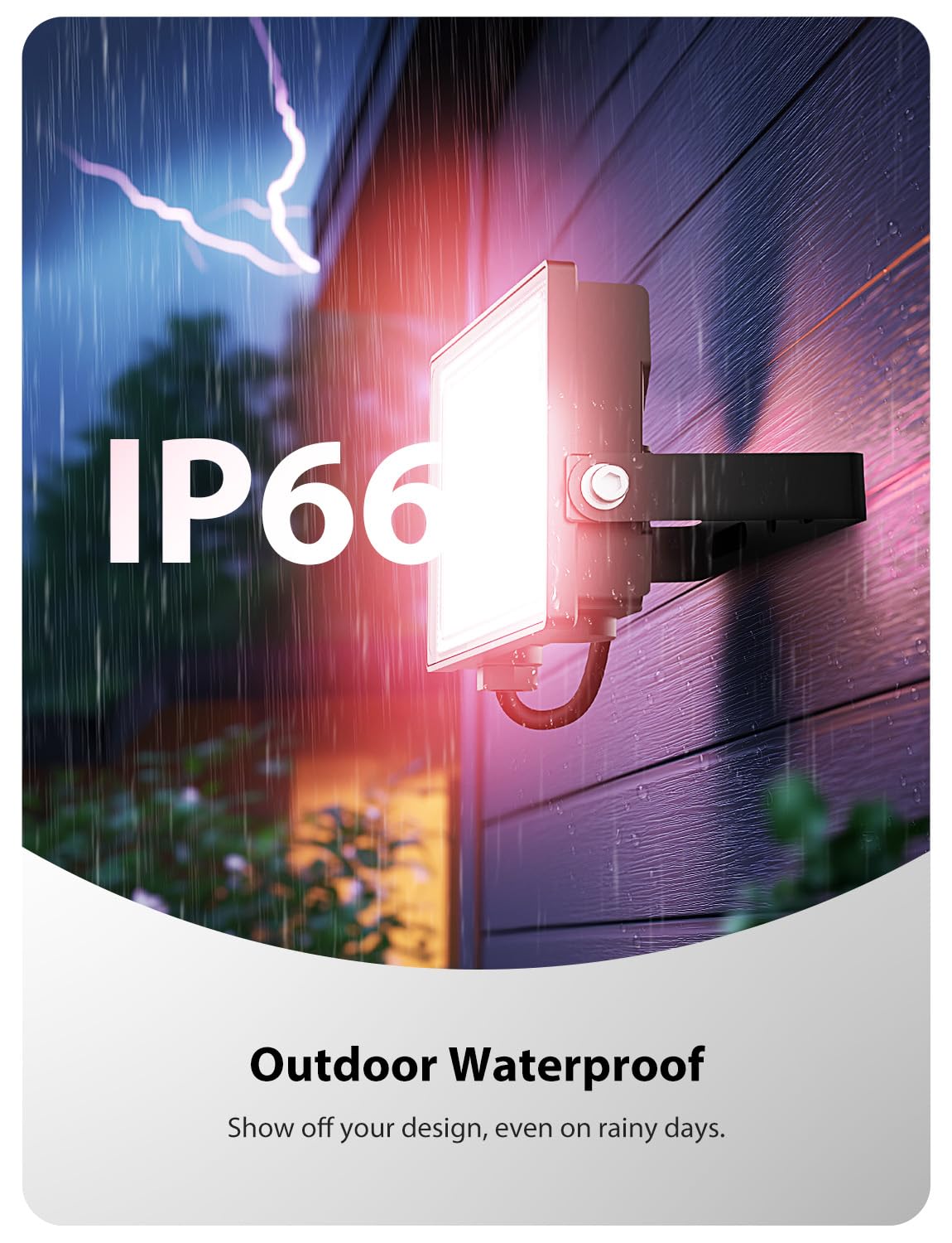 Onforu Rgbw Led Flood Lights, 50W Dimmable, 500W Equivalent, Waterproof, Large, Model D50Rgbw, Remote Control, Warm White