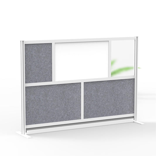Workflow Modular Wall | Room Divider with Whiteboard, Sound Dampening, & Frosted Acrylic Panels | Expandable Office Partition for Privacy & Stability (70" x 48")