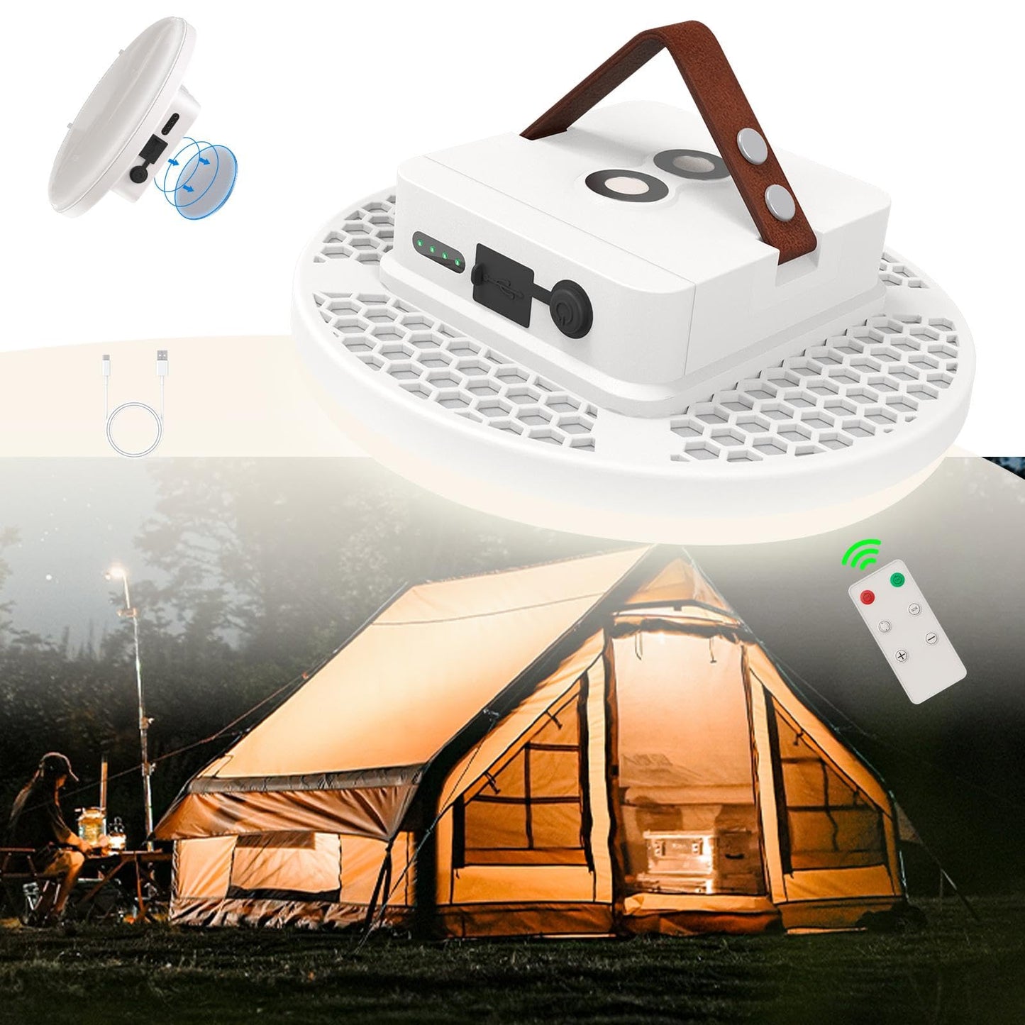 Tent Light Rechargeable Hanging Flashlight Ultra Bright Led Camping Lantern With Waterproof Portable Tent Lamp For Camping Emergency Usage(Infinite Dimming-Remote)