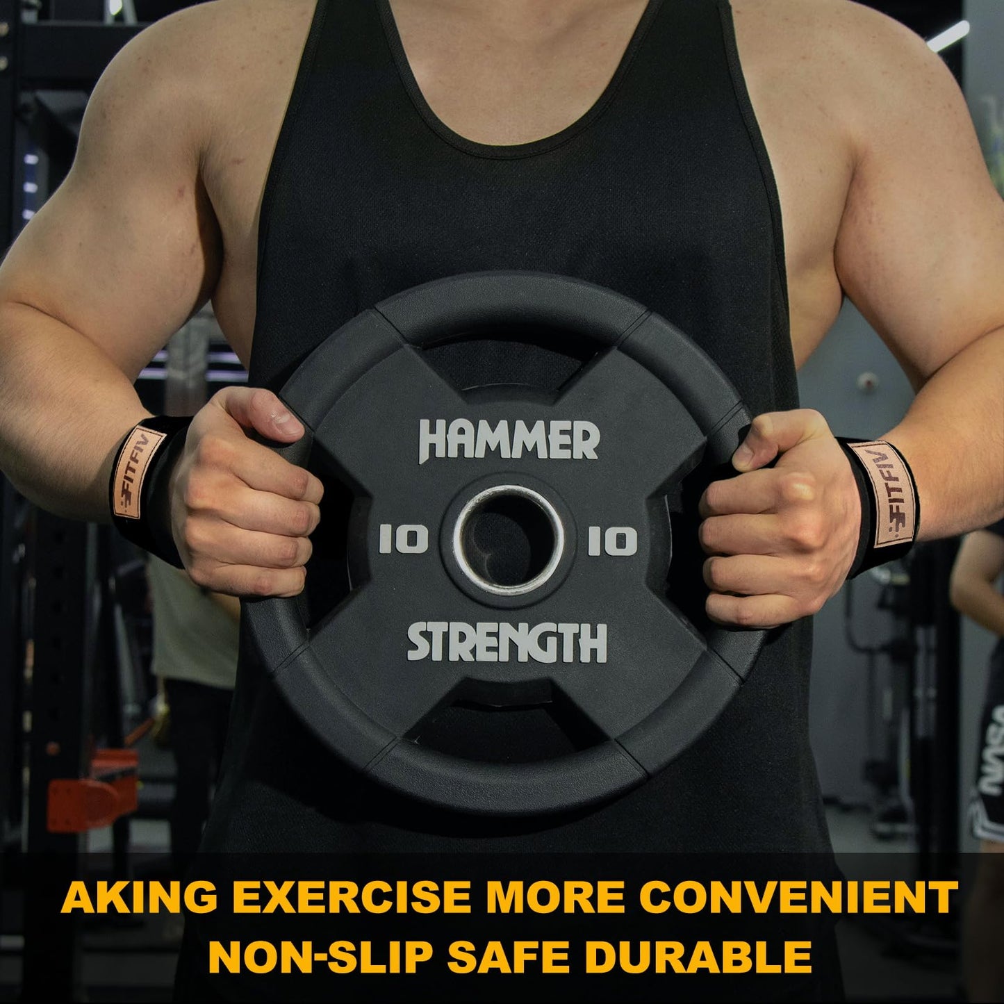 FITFIV Lifting Straps for Weightlifting, Lifting Wrist Straps for Gym Strength Training, Neoprene-padded Wrist Cushion - Men & Women