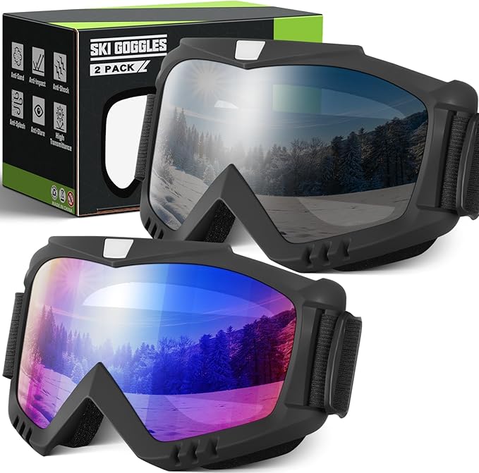 YENPK Ski Goggles Men Women, Snowboard Goggles UV Protection Anti Fog OTG Snow Goggles for Snowmobile Skiing Skating