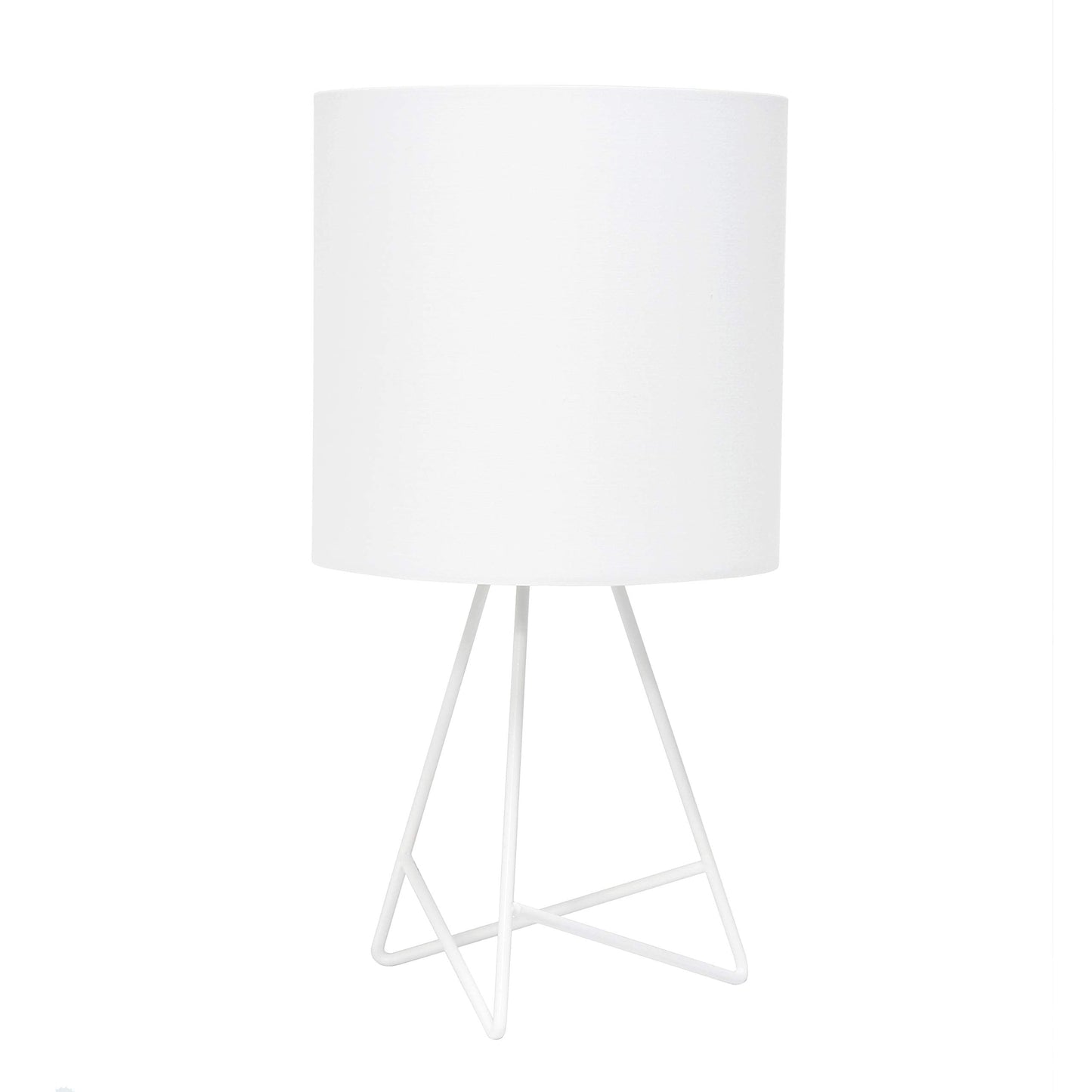 Simple Designs Lt2066-Wow 14 White Metal Table Lamp With Fabric Shade, No Bulb