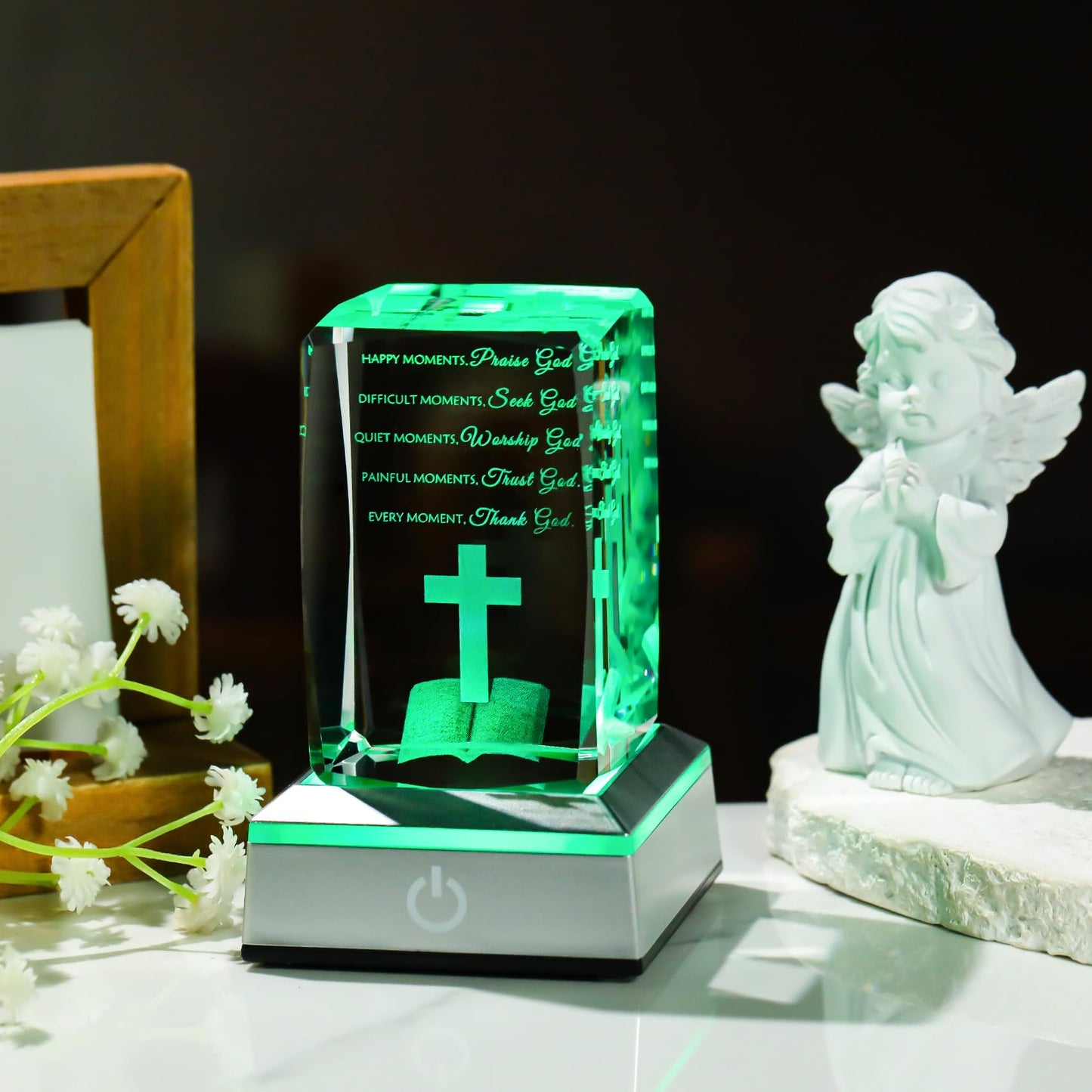 Movdyka 3D Crystal Christian Gifts For Women Men Faith  Inspirational Bible Verse Religious Gift Keepspirit-inspired flavor With Colorful Led Night Light  Get Well Spiritual Gifts Ideas For Birthday