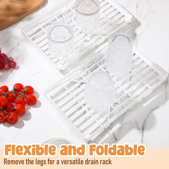 6 Pack Stackable Plastic Kitchen Storage Shelf Foldable Racks, Pantry Shelf Cabinet Organizers, Expandable Storage Rack for Cabinet Fridge Bathroom (12.4 X 7.6 x 6.3,White)