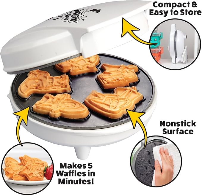 Dungeon Heroes Electric Mini Waffle Maker- Eat Wizards Fighters Clerics for Holiday Breakfast Fun- Novelty Pancakes in Minutes, Non-Stick Fantasy Dragon for Tabletop Gamers- Great Waffler Xmas Gift