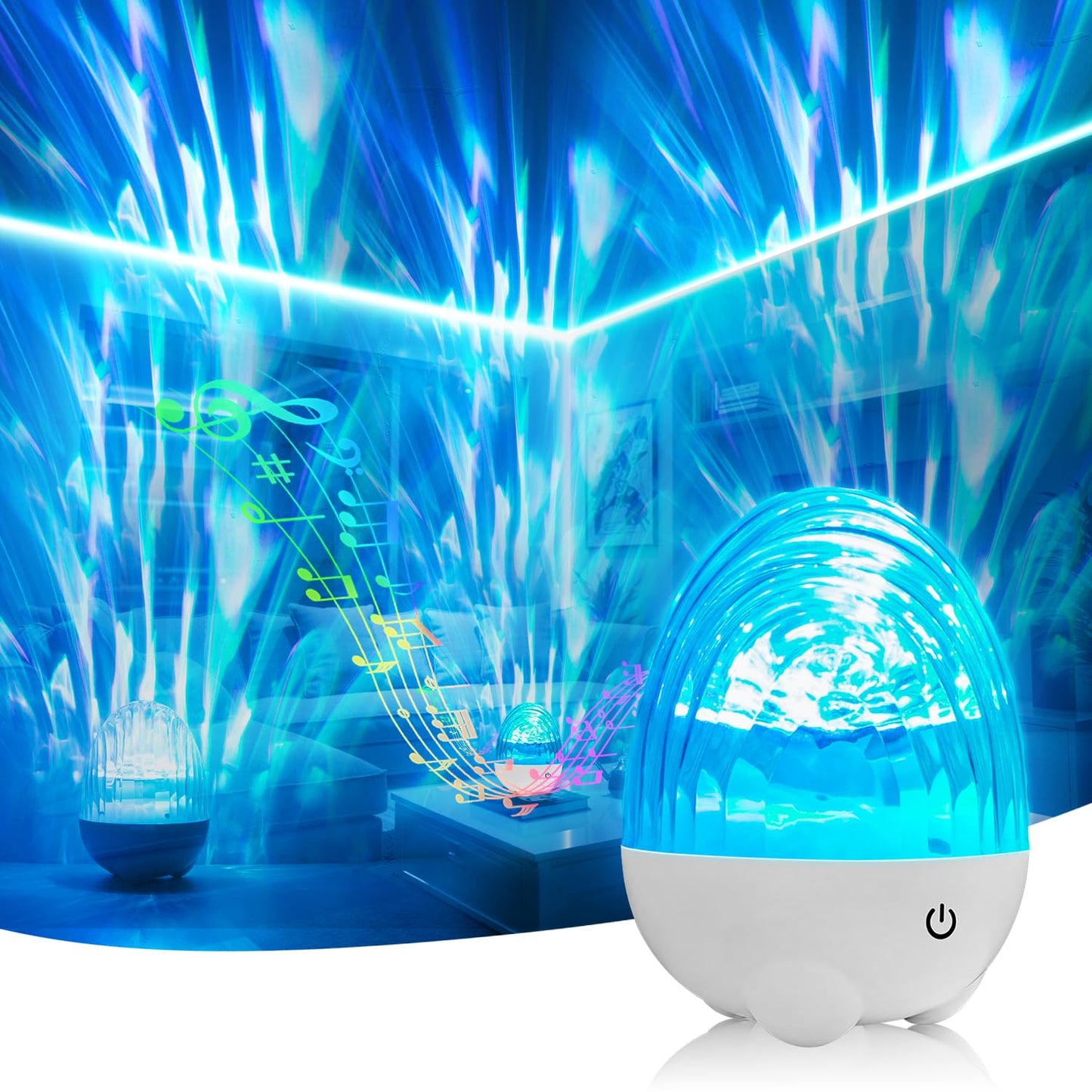 Fussion Northern Lights Projector, 13 Light Effects, Bluetooth Speaker, Remote Control, White, Model UGL25032401
