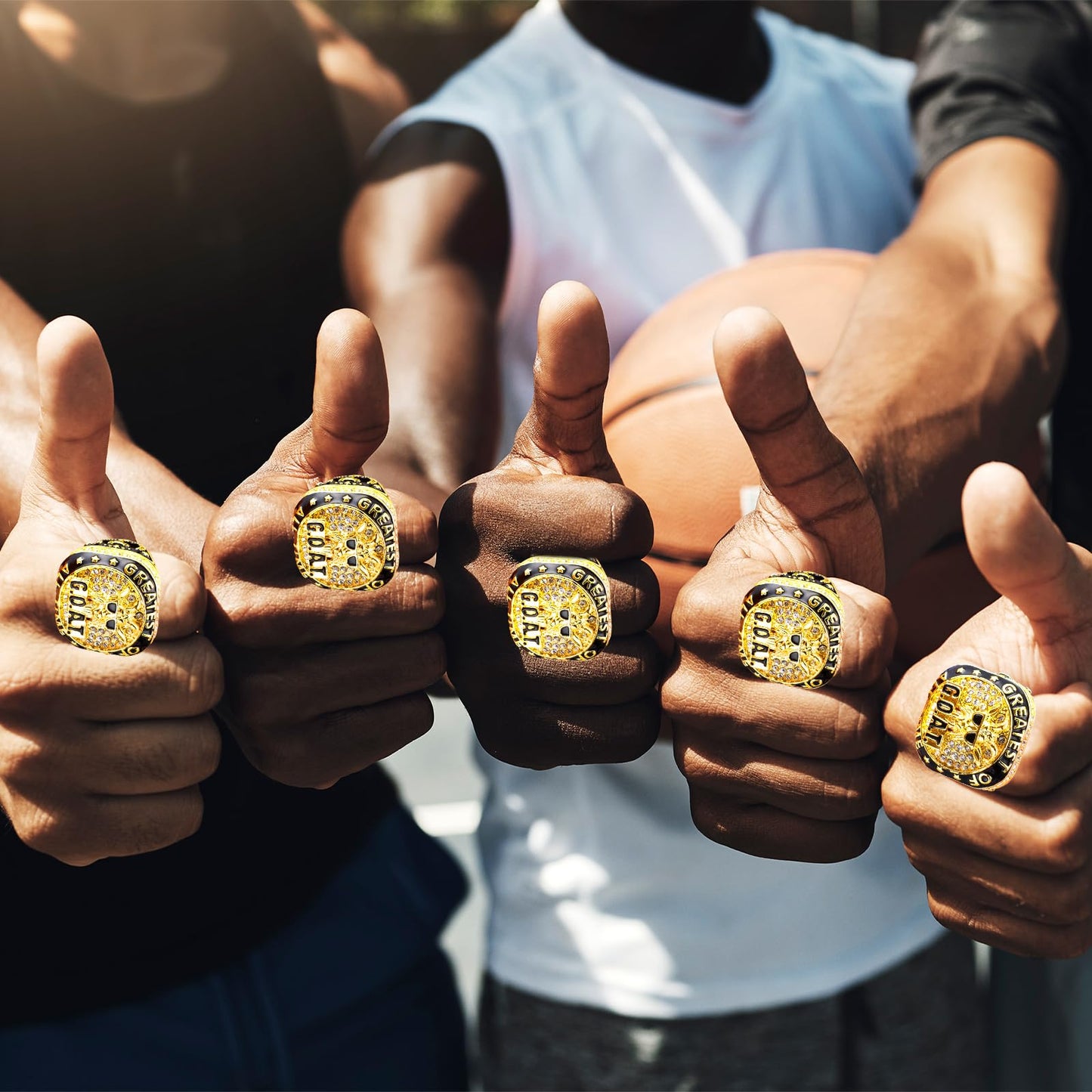 Misdary Goat Championship Rings with Holder Most Valuable Player Greatest of All Time Gold Ring Award Gift Sports Team Prize for