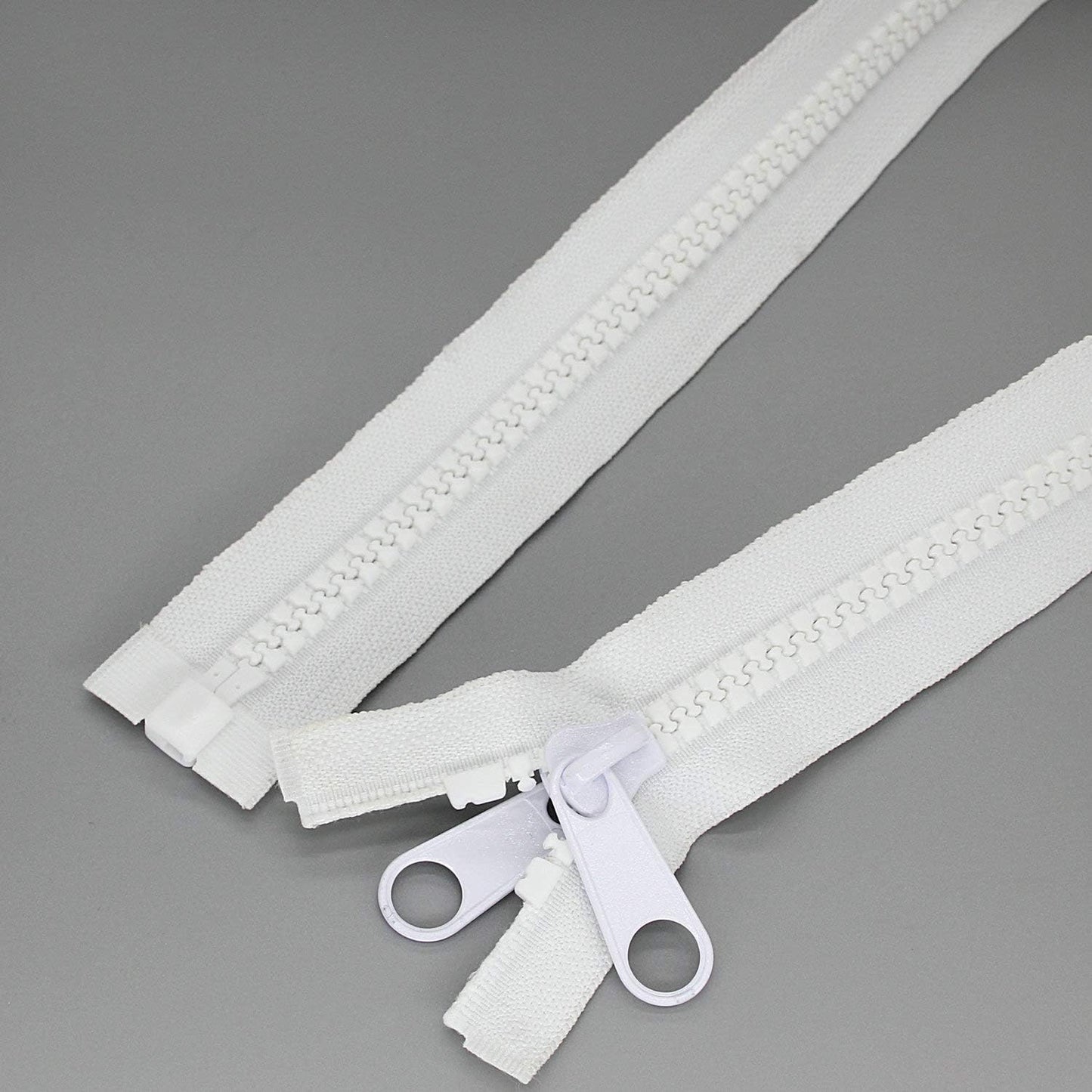 Leekayer 1PCS #10 84 Inch Heavy Duty Zippers for Sewing Separating Large Plastic Zippers White Tape with Double Pull Tab Slider, Sleeping Bag, Boat, Canvas, Cover, Trampoline, Dog Bed,Tent 213cm