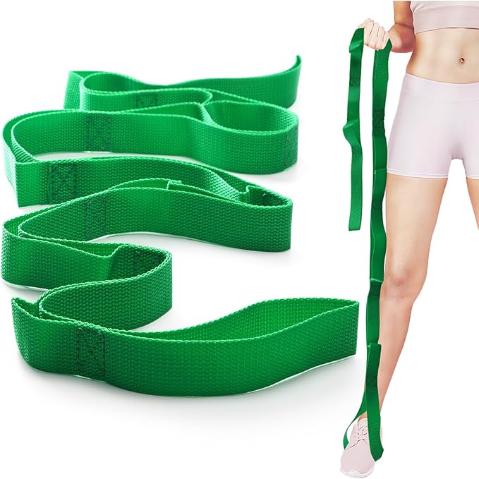 Stretching Strap Yoga Straps for Physical Therapy, 10 Loops Non-Elastic Stretch Band for Pilates, Flexibility, Exercise an...