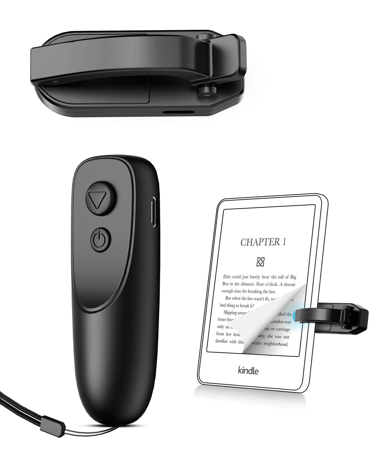 Fuloview Remote Control Page Turner For Kindle Paperwhite Kobo Ereaders, Page Turner Clicker With Wireless Remote Compatible Wit