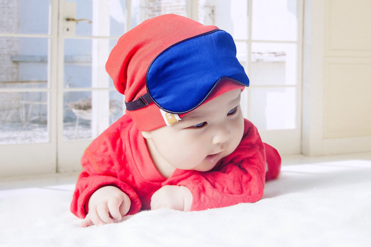 NMM Global 100% Natural Silk Sleep Eye Mask Kids, Cute Night Sleeping Mask with Adjustable Elastic Strap for Newborn (Baby Blue Small)