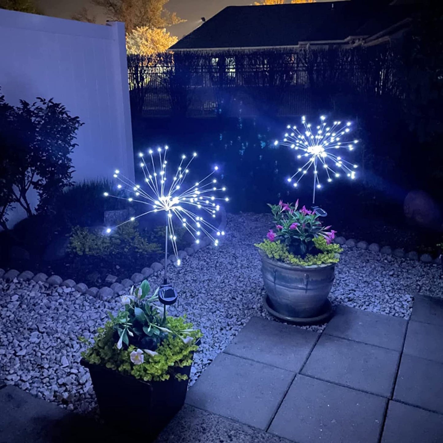 Jjgoo Solar Firework Garden Lights, 2 Pack 180 Leds, Waterproof Cool White For Outdoor Decor, Pathway, Party, Wedding