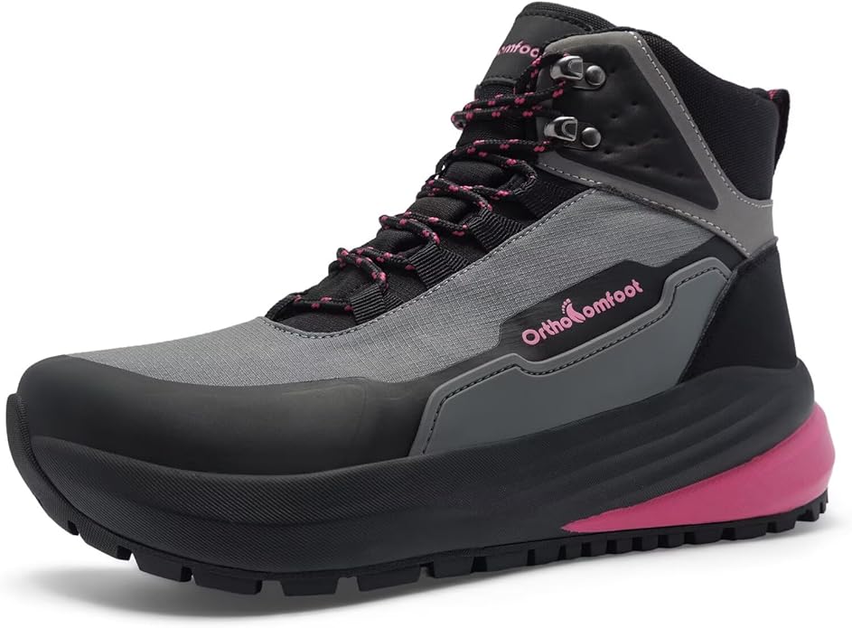 Women's Orthopedic Wide Waterproof Hiking Boots: Comfortable Plantar Fasciitis Diabetic Walking Running Trekking Shoes, Or...