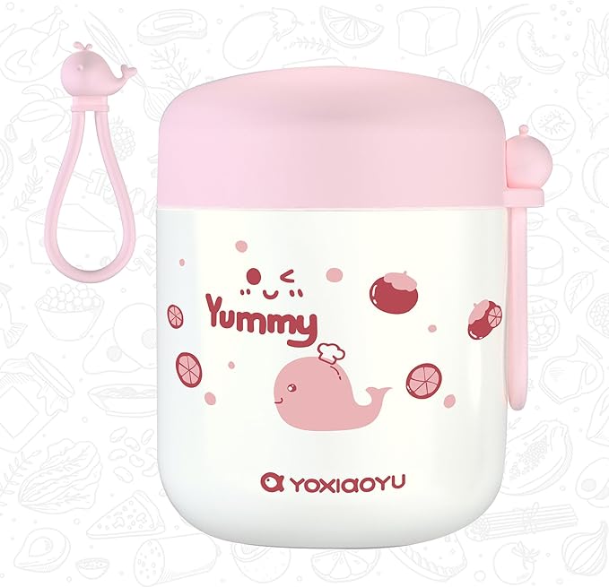 12oz Insulated Food Jar for Kids, Easy Carry, Wide Mouth, Thermos for Hot Food, Soup, Salad, Sandwich, School Lunches