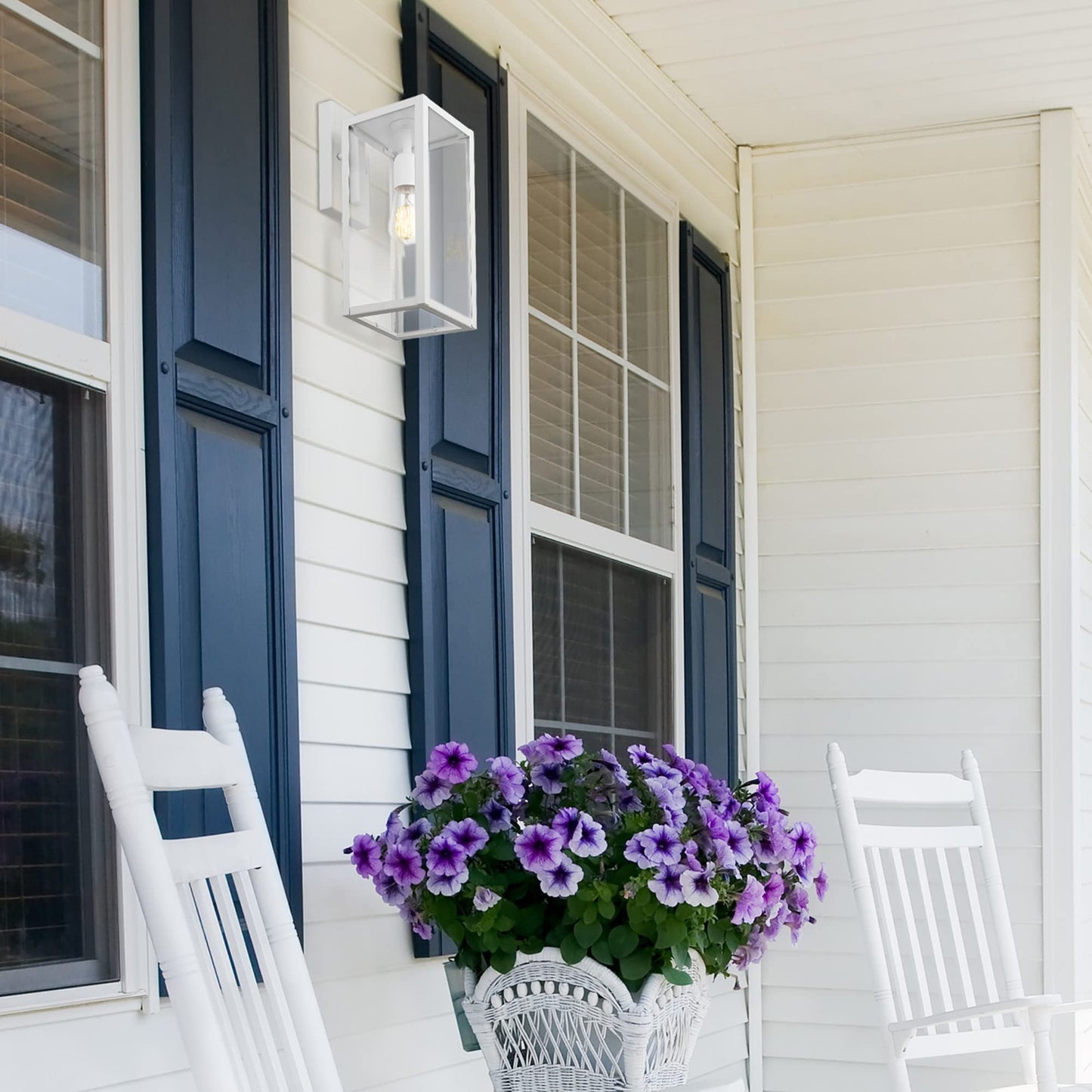 Globe Electric Bowery 1-Light Wall Sconce, Matte White, Clear Glass Shade, Model 44836