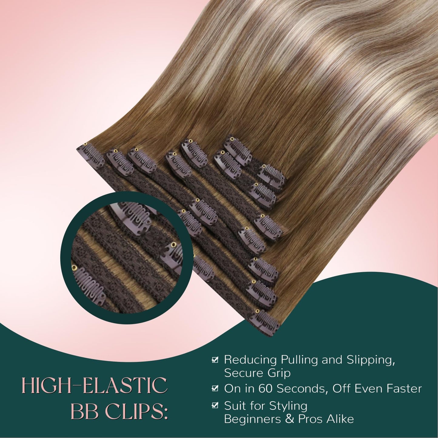 Easyouth Clip in Human Hair Extensions Balayage Clip in Extensions for Women Dark Brown Ombre Light Brown with Blonde Clips in R
