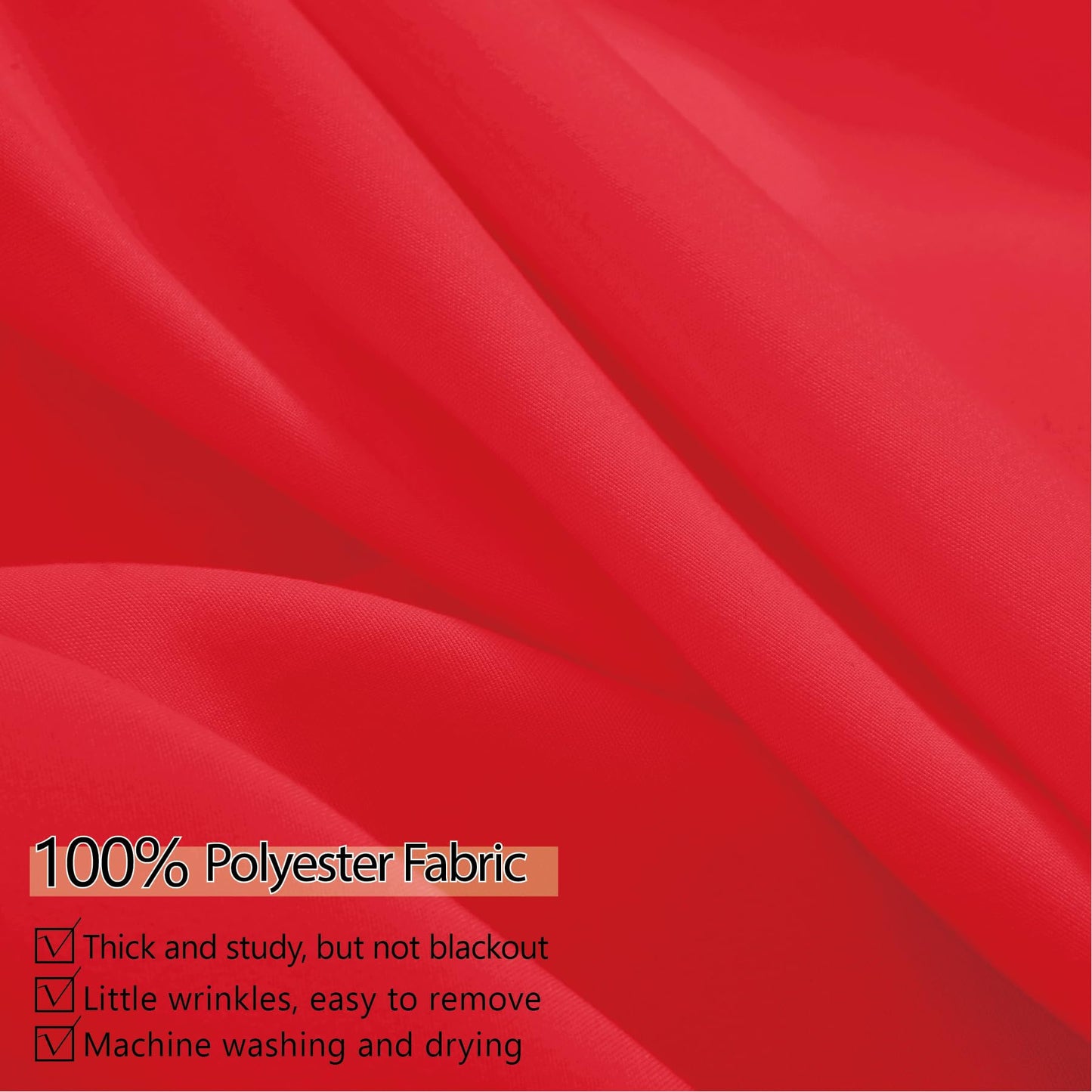 10Ft X 10Ft Thick Red Backdrop Curtains For Parties, 2 Panels 5Ft X 10Ft Non See Through Red Polyester Wedding Drapes Photo Back