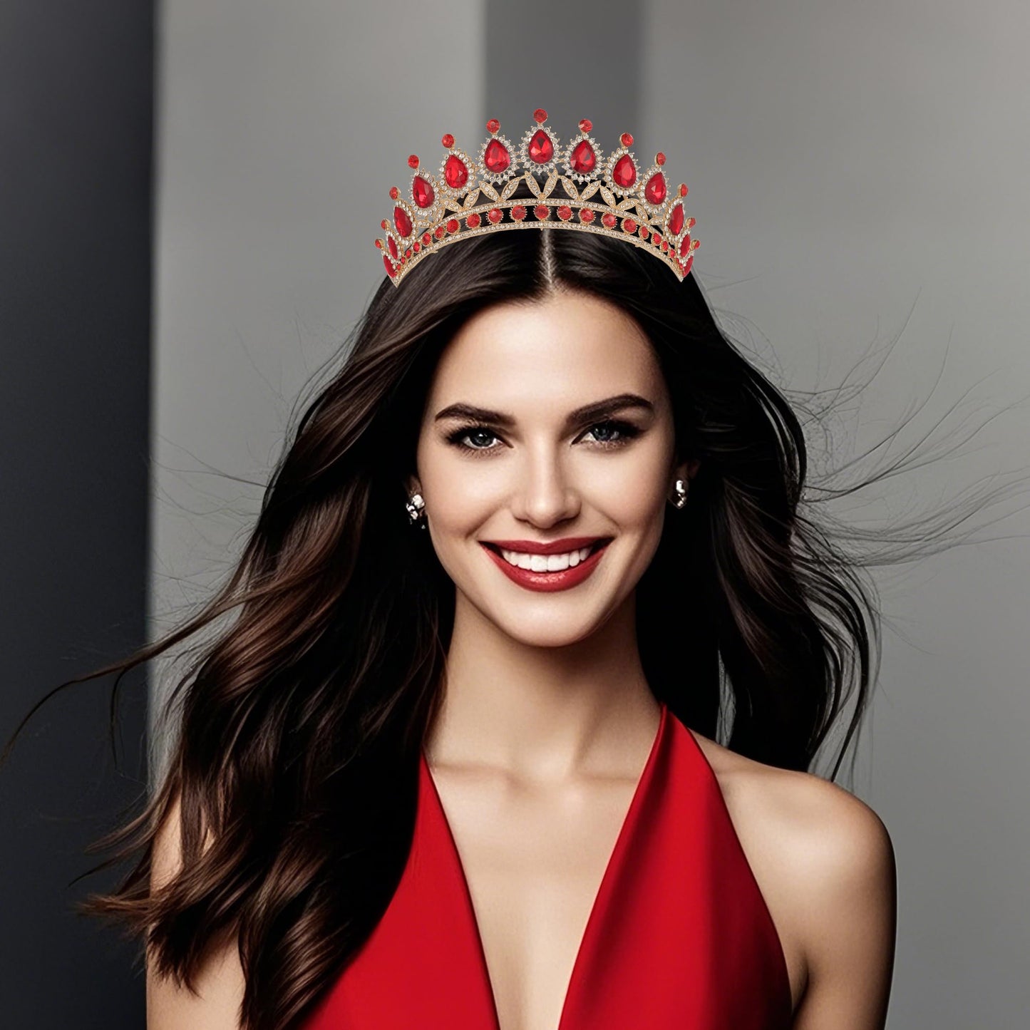 Kamirola Red Crown for Women Wedding Tiara for Women Queen Crown Crystal Tiara Crown Wedding Tiaras For Women's Headbands Bridal
