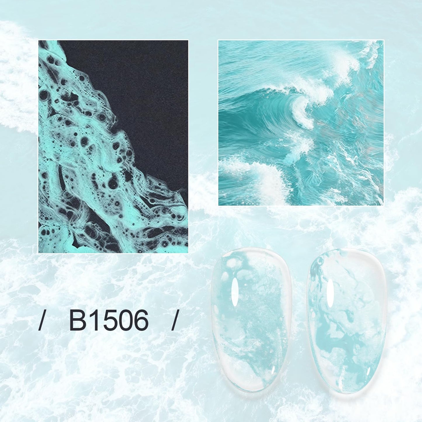 JODSONE Ocean Wave Blooming Gel Nail Polish,16.5ml Sky Blue Blooming Liquid for Spreading Effect Wave,High Fluidity Wave Texture