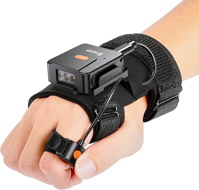 Eyoyo 1D 2D Glove Wearable Ring Bluetooth Barcode Scanner, Left & Right Hand Wearable, Finger Trigger Portable Wireless QR...