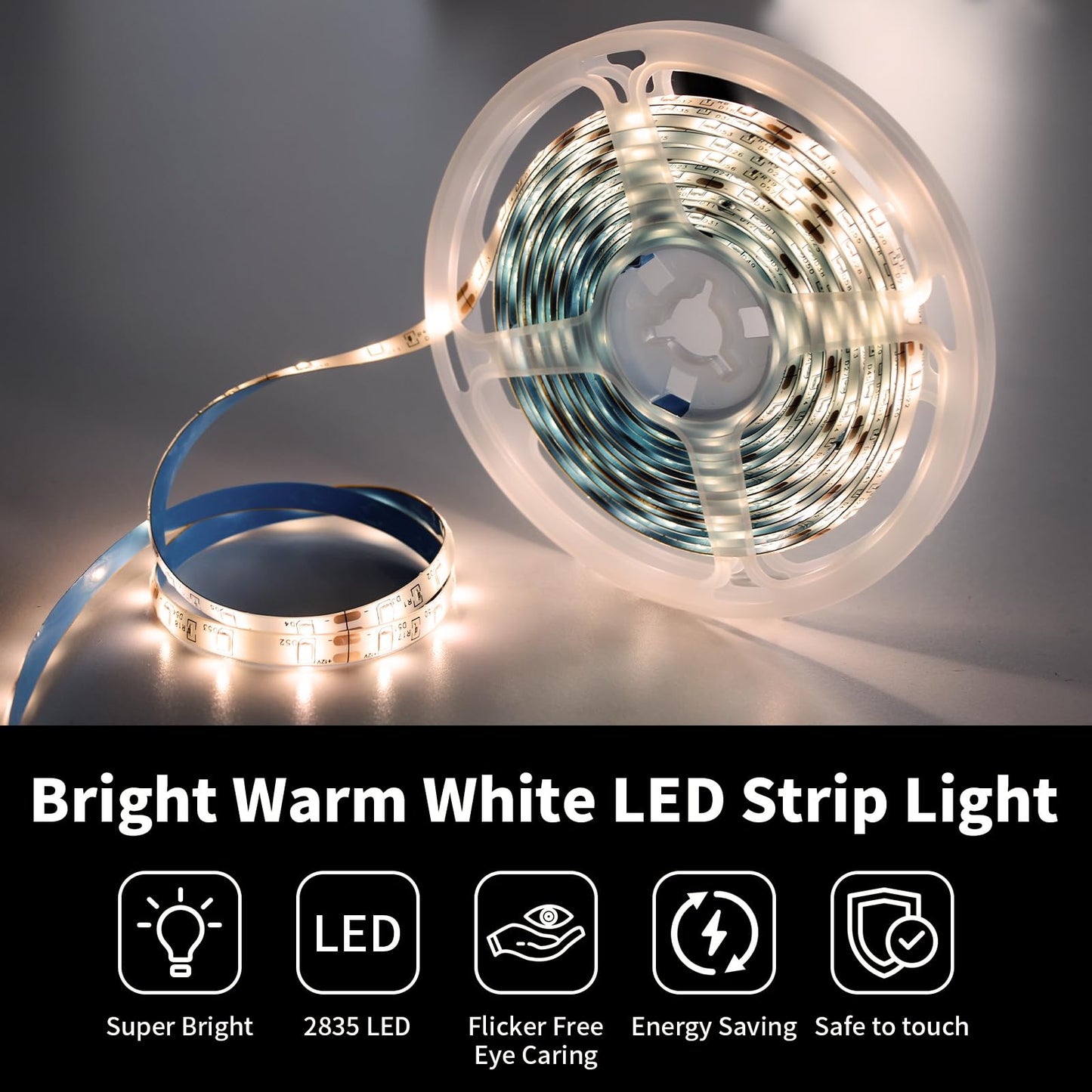 Inextstation 12V Led Light Strip, 16.4Ft Warm White, Ip65 Waterproof, Flexible 300 Smd 2835 For Indoor/Outdoor Decor