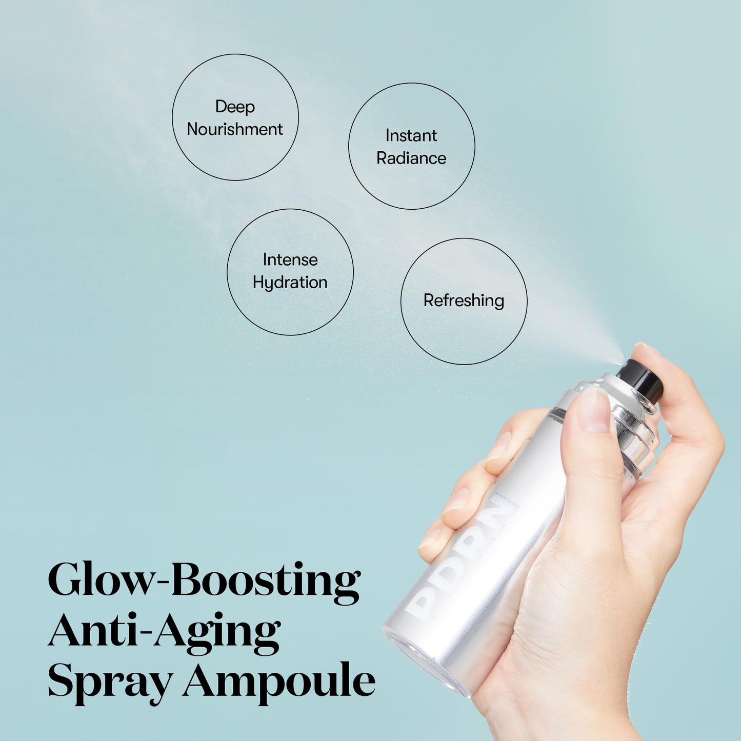 VT COSMETICS PDRN Glow Ampoule, PDRN Facial Mist, Deep Hydration Spray Serum, Vegan Skin Care, Light-weight Face Moisturizer, Pl