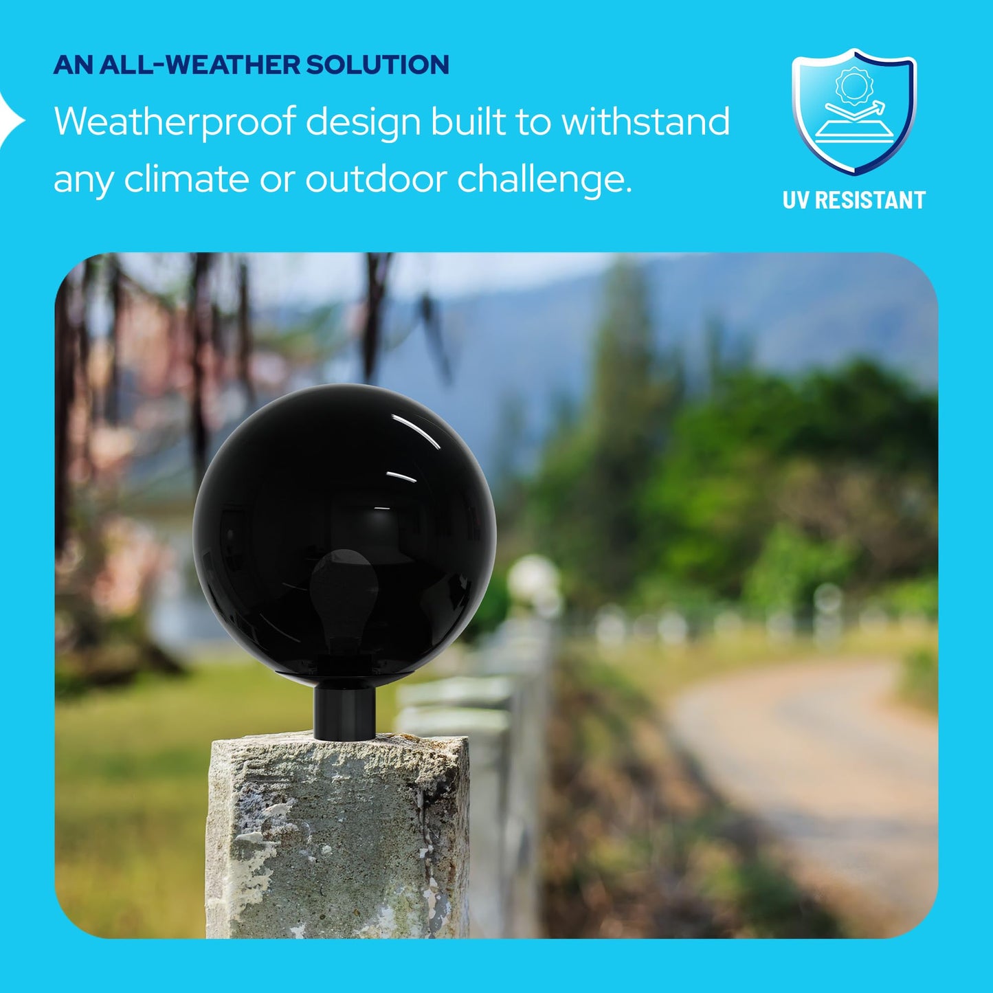 Kastlite 12 Outdoor Light Post Globe Combo  Fits 3 Posts - Neckless Smoke Acrylic Lamp Cover  Black Fitter Wing Clips  5000K Led Bulb - Driveway Yard Lamppost Lighting Fixture  Outdoor Pole Lights