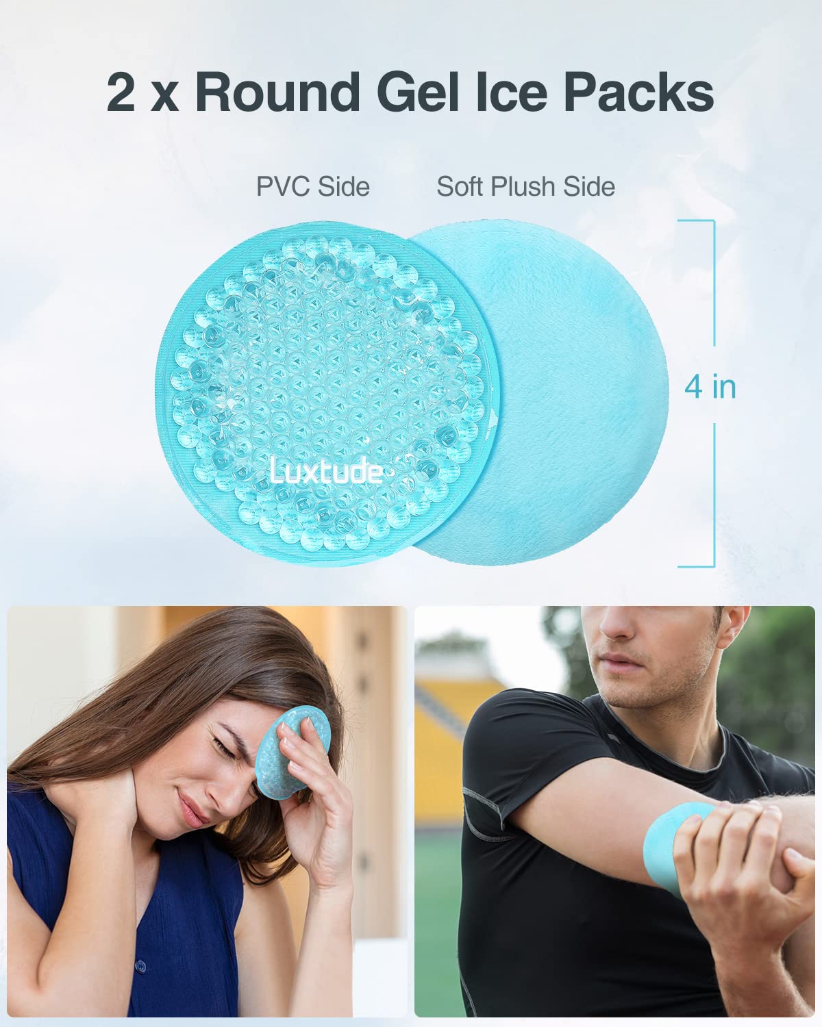 Luxtude Gel Eye Mask Cooling Eye Masks for Dry Eyes, Hot Cold Eye Ice Pack Reusable Cold Eye Mask, Frozen Cold Eye Compress for Puffiness/Dark Circles/Headaches/Skincare/Pain Relief (Blue)