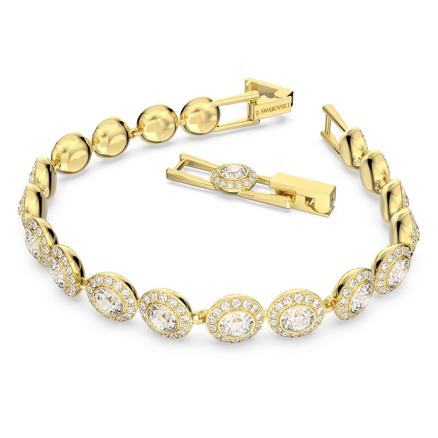 Swarovski Una Angelic Tennis Bracelet, Clear circle-cut Swarovski Crystals with Matching Crystal Pav   on a Gold Tone Finish Set
