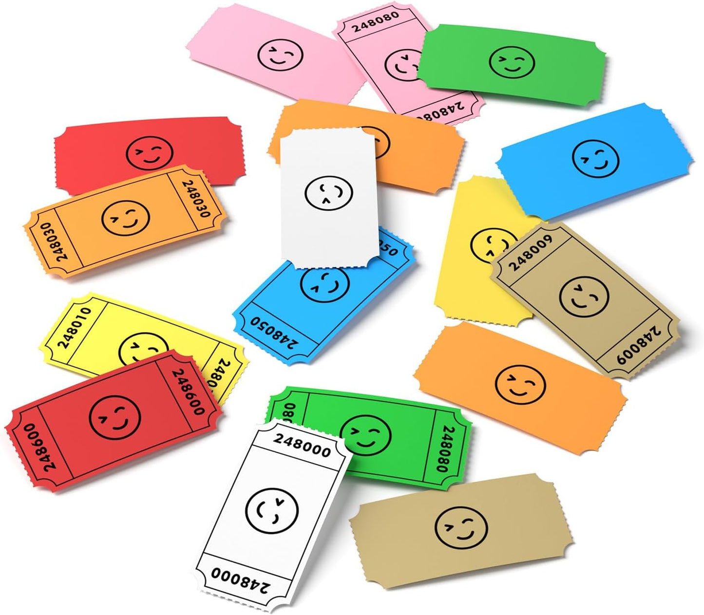 Methdic 1000 Smile Raffle Tickets Orange, Single Roll, Ticket for Events, Entry, Class Reward, Fundraiser & Prizes