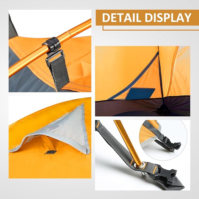 Bessport Camping Tent 1/2 Person Tent Waterproof Two Doors Backpacking Tent Easy Setup Lightweight for Outdoor, Hiking Mountaineering Travel