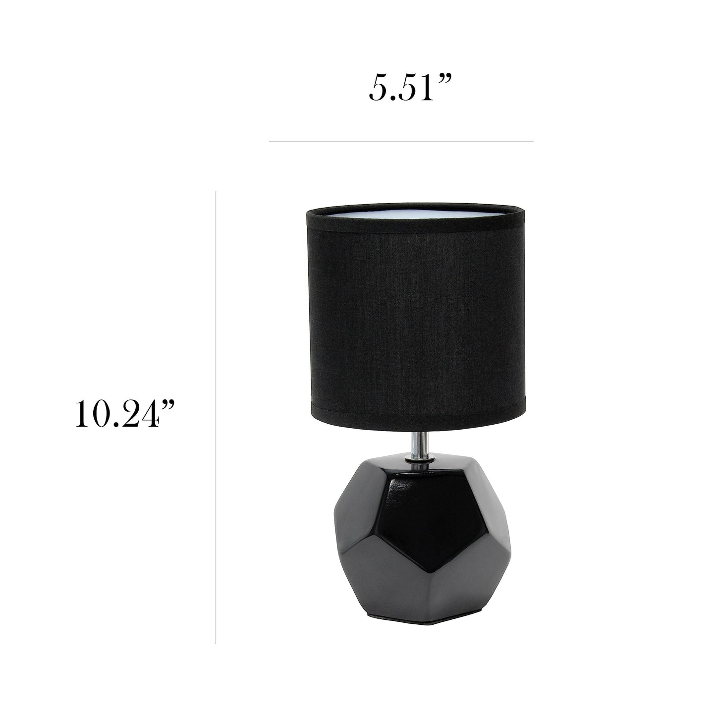 Simple Designs Lt2065-Gry Mini Table Lamp, Gray Ceramic With Fabric Shade, 5.5L X 5.5W X 10.4H