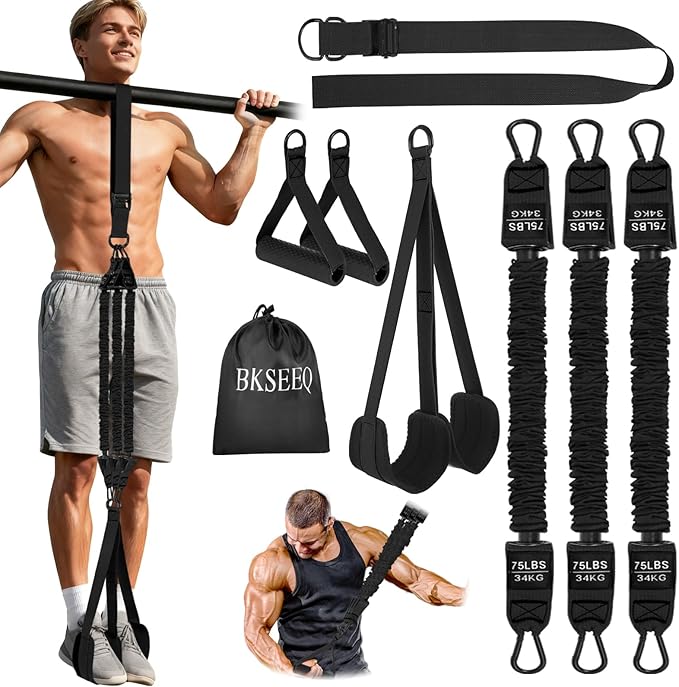 Two Foot Pull Up Assistance Bands,Heavy Duty Pull Up Workout Bands,Adjustable Weight/Size with Comfortable Fabric Feet/Kne...