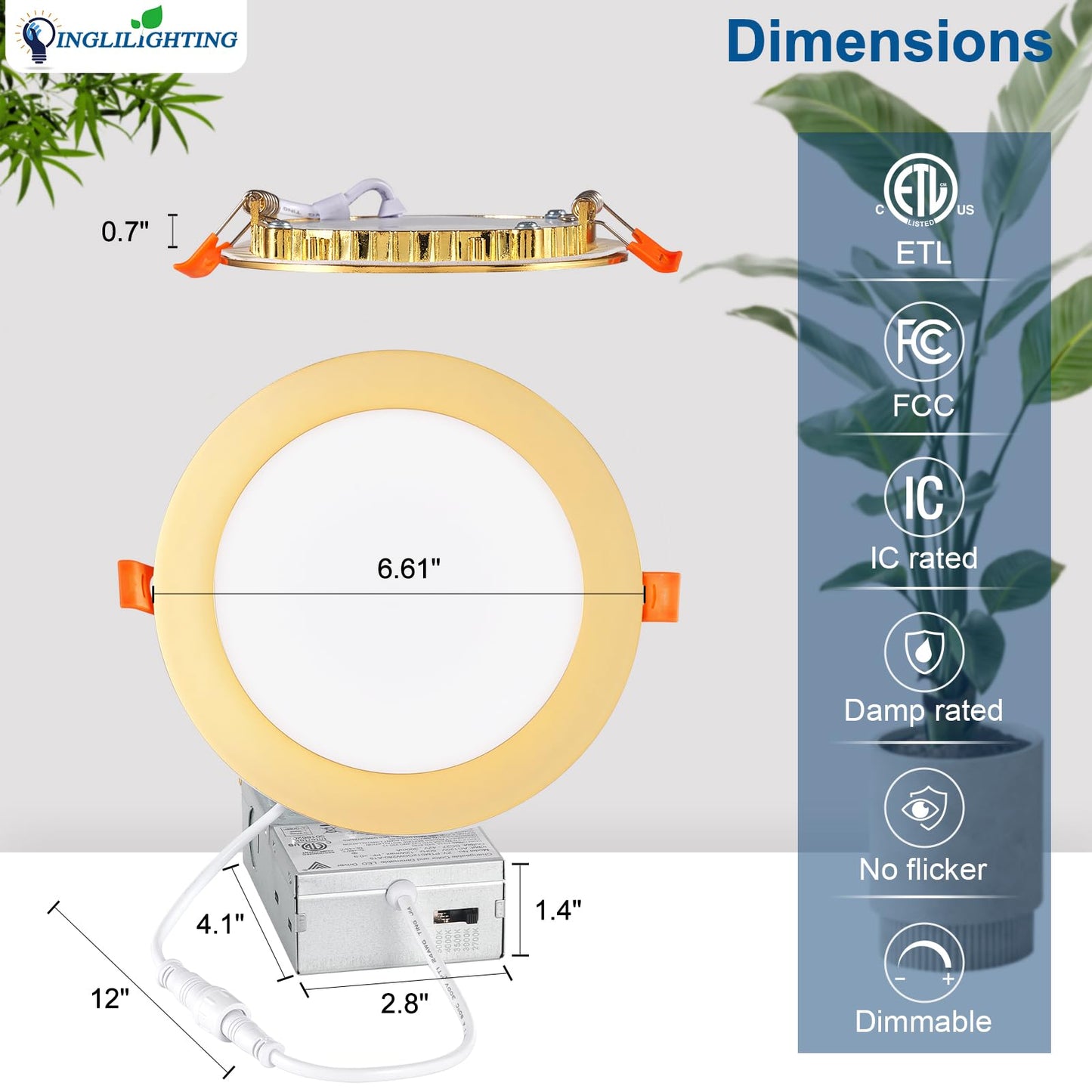 Dllt Led Recessed Ceiling Lights: 12 Pack 6 Inch 5Cct Ultra-Thin Lighting With Junction Box For Bedroom - 1200Lm Brightness 12W Eqv 110W Dimmable Canless Wafer Downlight With Etl&Fcc-G