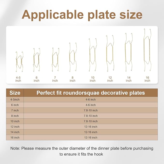 uxcell 10pcs Plate Hanger, 10 Inches Universal Stainless Steel Invisible Plate Hangers for The Wall W-Shaped Holder with Traceless Nail for Decorations, Golden