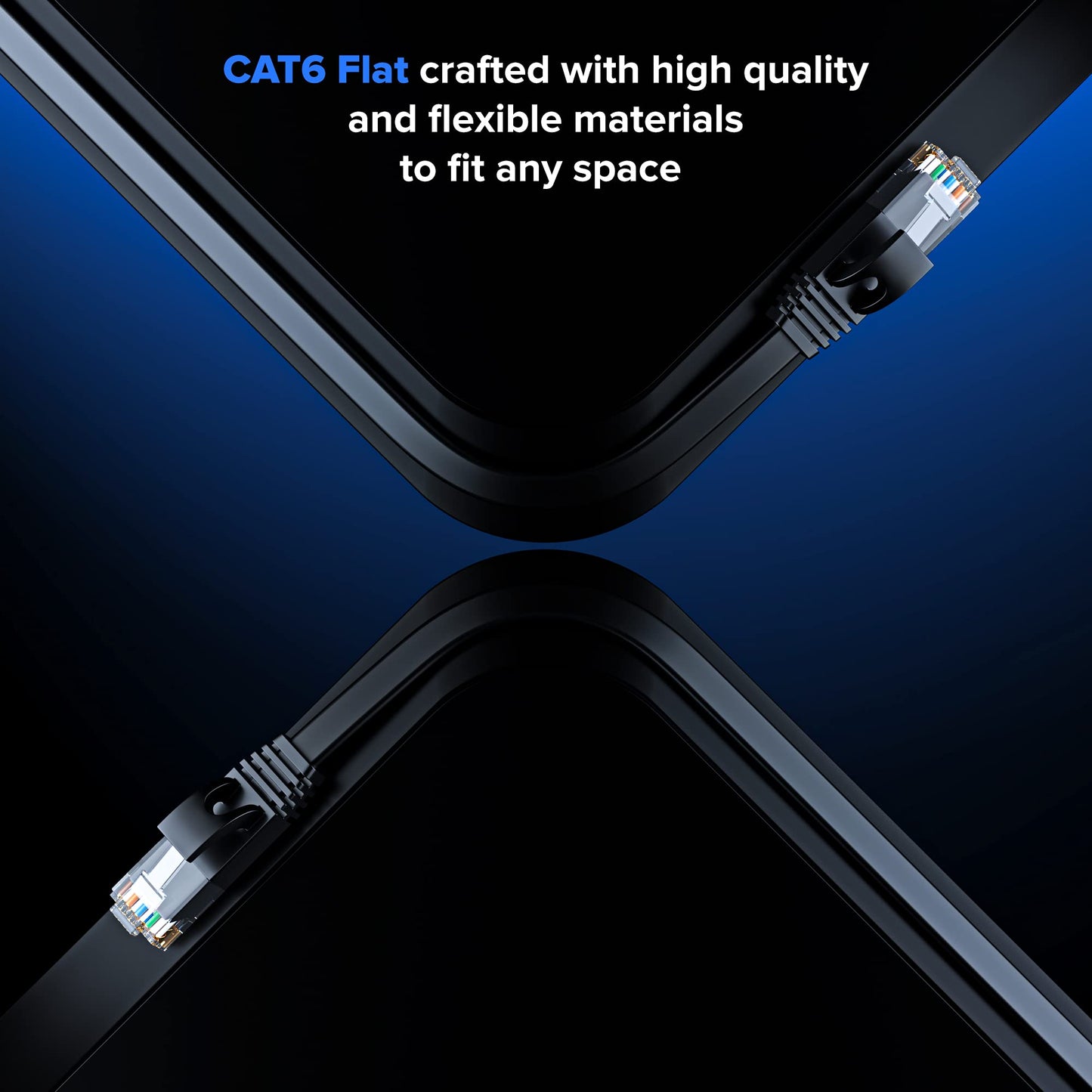 Cat6 Ethernet Cable 1.5Ft, 6-Pack Purple - Flat High-Speed Network Cables For Gaming, Streaming, Router, Modem, Pc, Ps5, Xbox -