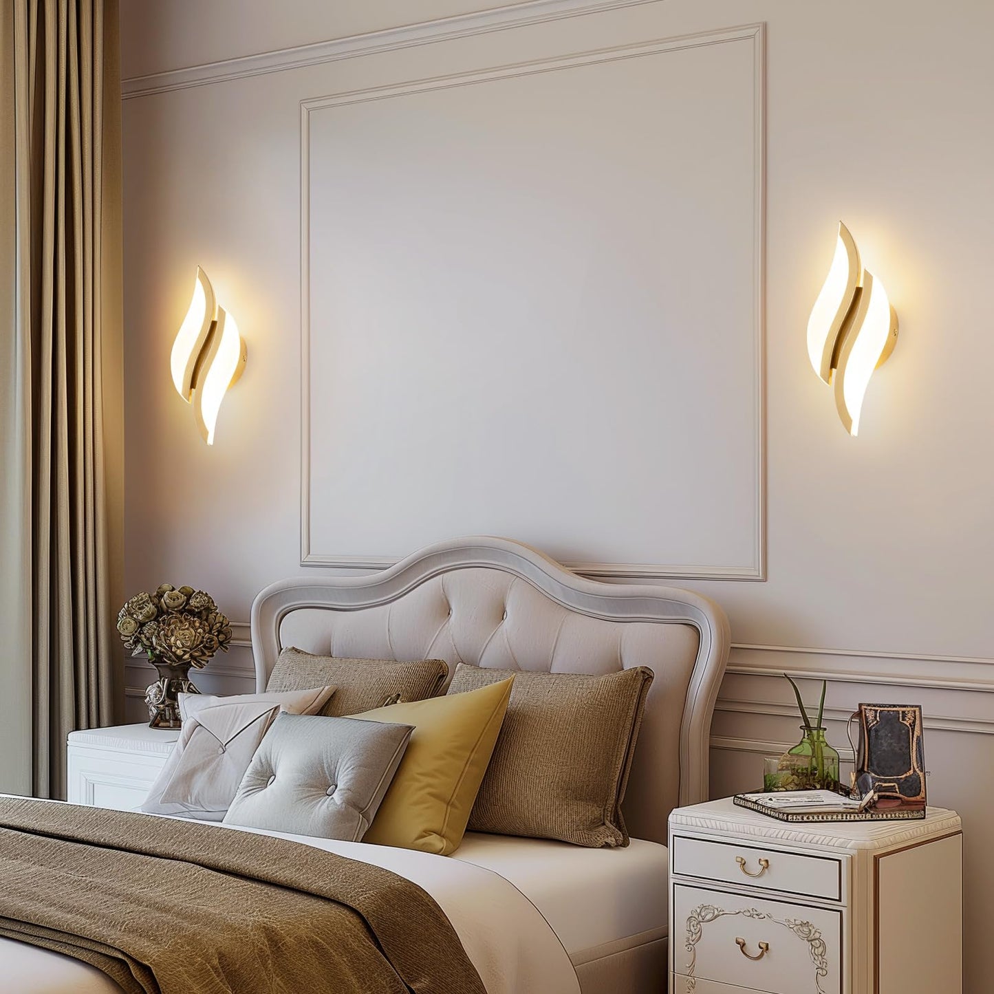 Caneoe Modern Led Wall Sconce 6000K Cold White Black Indoor Wall Light Fixtures Acrylic Wall Sconce Lighting For Living Room Bedroom Bedside Bathroom Hallway Stairway Wall Lamp (Gold  1 Pack 3000K)