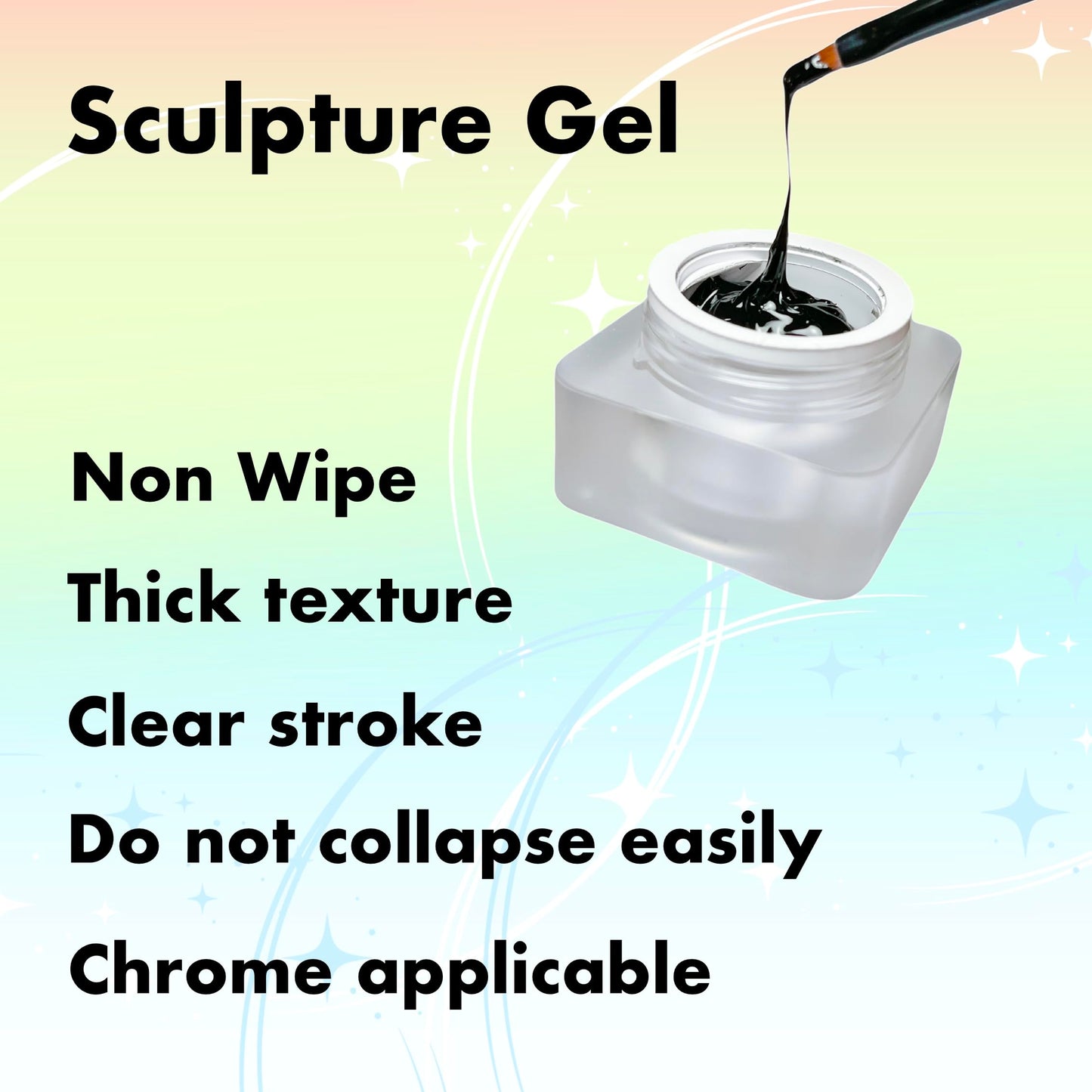 Nail Gel polish sculpture gel 5g black in colour clear stroke non wipe chrome applicable DIY at home embossed painting gel Nail