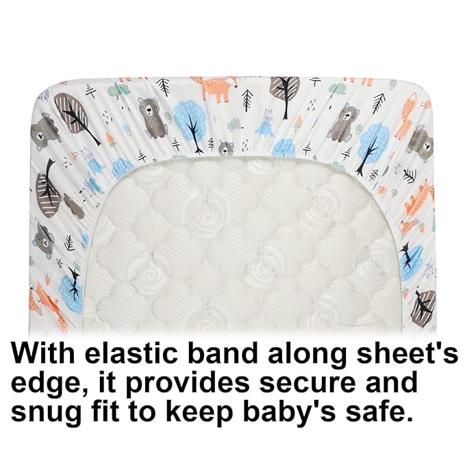 Onacosht Bassinet Sheets for Baby Boy and Girl, Stretchy Fitted Sheet Universal for Bassinet Cradle Hourglass Oval Rectangle Pad/Mattress, 4 Pack Undersea Fish, Animal and Dinosaur Printing